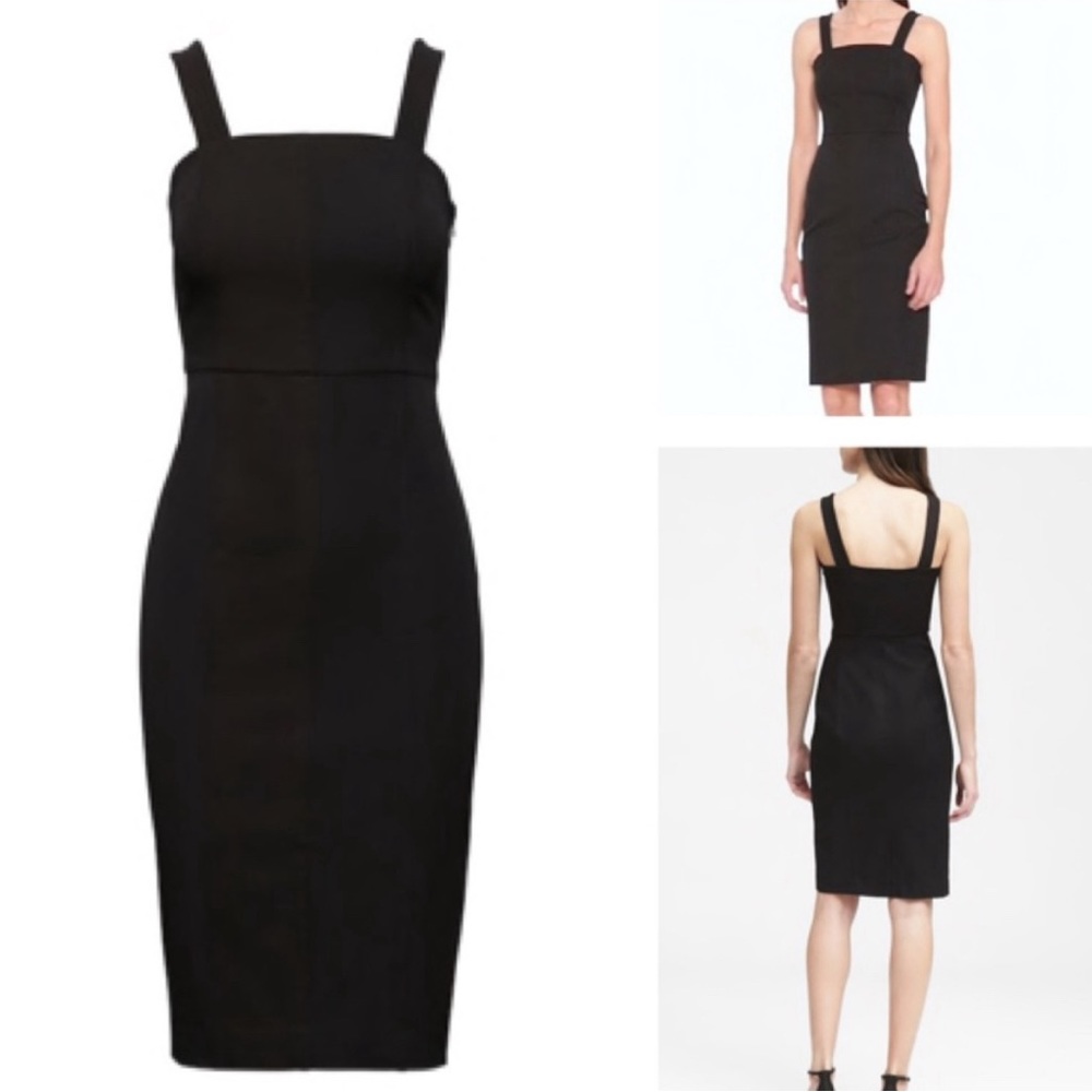 Banana Republic Solid Black Square Neck Sheath Dr… - image 2